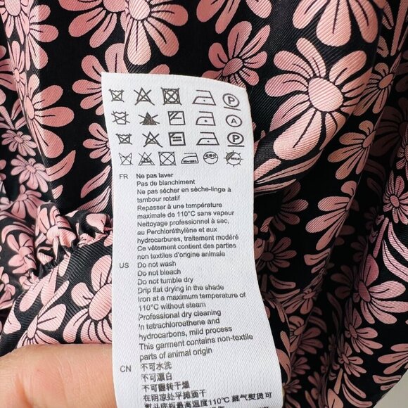 Sandro Helia silk crop top, black/pink, Size 1 - Picture 9 of 11